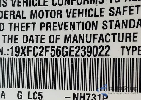 2016 Honda Civic Lx from USA, damaged, VIN 19XFC2F56GE239022